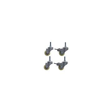 Castor set 2 with & 2 without brake ø 40mm with thread bolt housing chrome-plated steel
