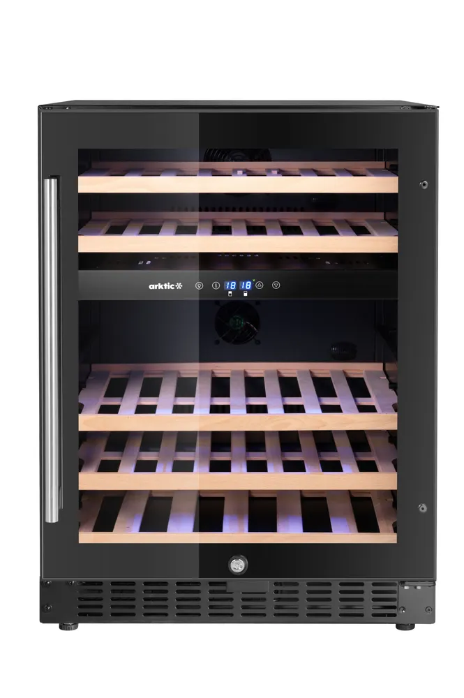 Wine cooler, 2-zone, 46 bottles, Arktic, Black, 570x595x(H)820mm