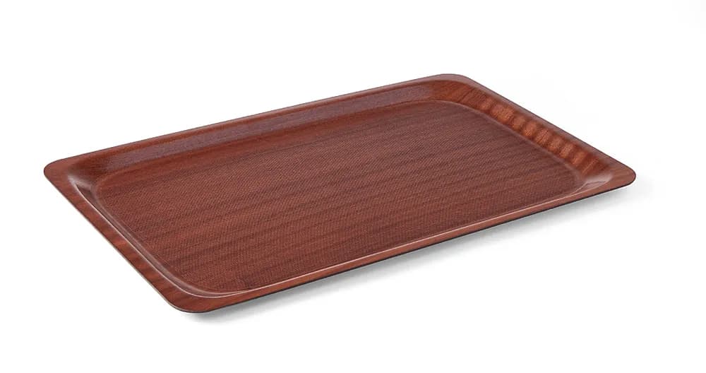 Serving tray, rectangular, non-slip, laminated, AmerBox, Mahogany, 330x430mm