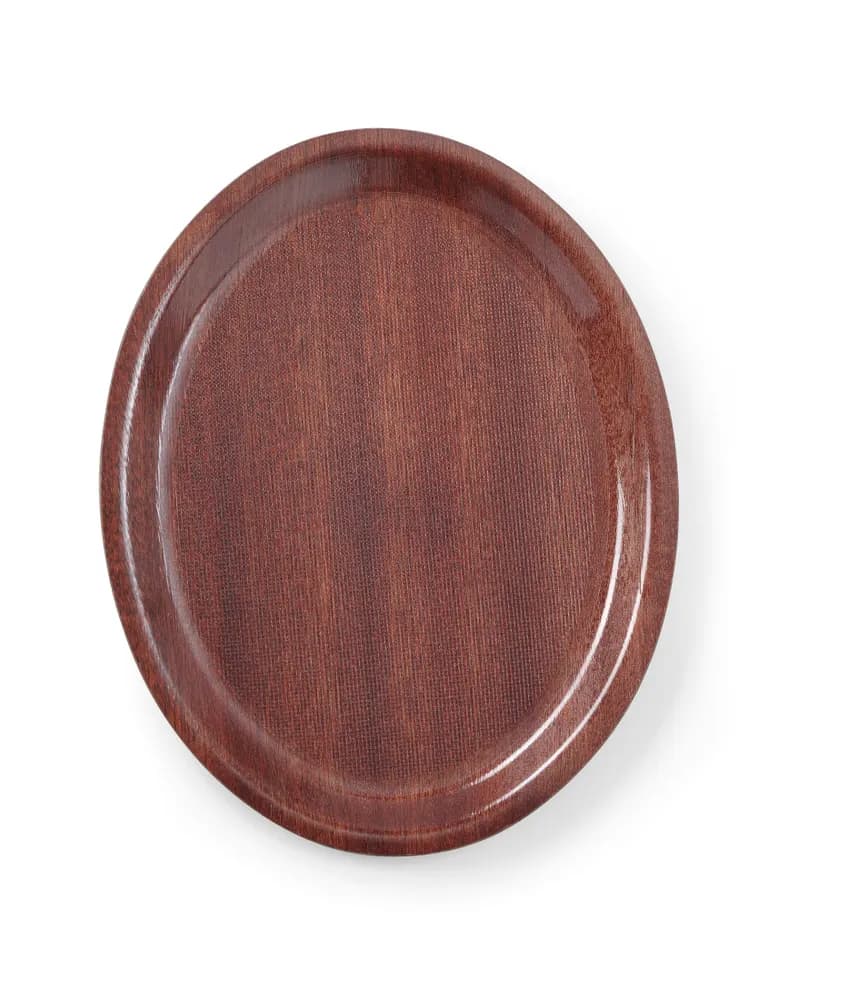 Vis Serving tray, oval, non-slip, laminated, AmerBox, Mahogany, 230x160mm, bilde 3