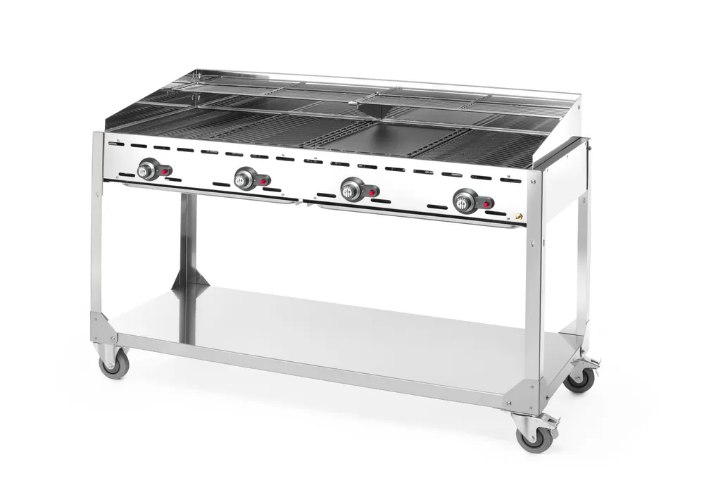 Vis Green Fire with 4 burners, HENDI, Profi Line, On wheeled base, Light grey, 22kW, 1400x612x(H)825mm, bilde 3