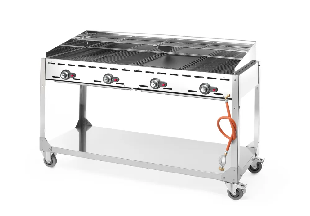 Vis Green Fire with 4 burners, HENDI, Profi Line, On wheeled base, Light grey, 22kW, 1400x612x(H)825mm, bilde 4