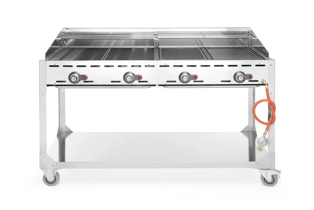 Vis Green Fire with 4 burners, HENDI, Profi Line, On wheeled base, Light grey, 22kW, 1400x612x(H)825mm, bilde 2