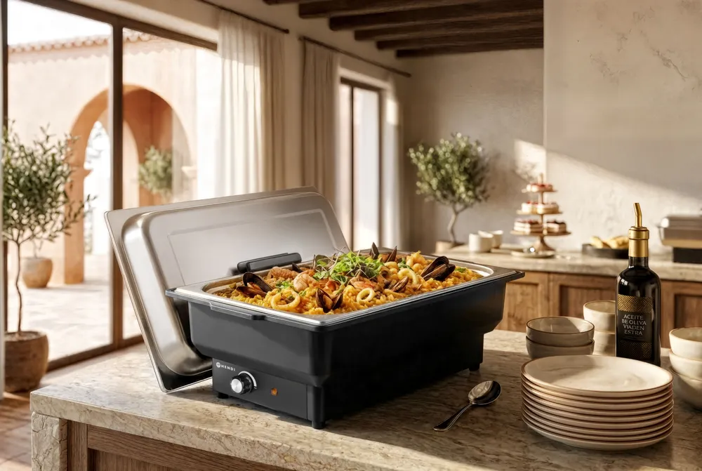 Vis Chafing dish electric Tellano, HENDI, Kitchen Line, GN 1/1, 9L, 230V/900W, 575x349x(H)278mm, bilde 4