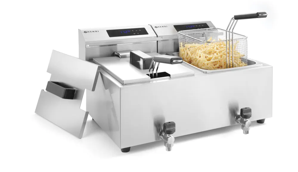 Vis Deep fryer with drain tap digital - 2 x 8 l, HENDI, Profi Line, 16L, 230V/7000W, 605x515x(H)350mm, bilde 3