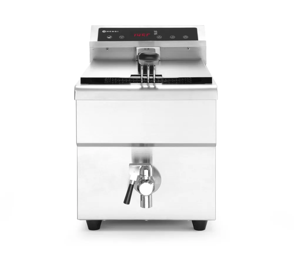 Induction deep fryer with drain tap, 8 l, HENDI, 8L, Light grey, 230V/3500W, 288x619x(H)408mm
