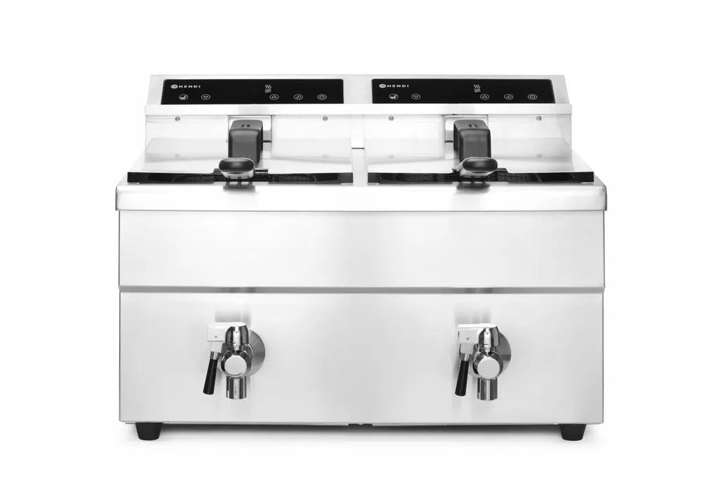 Induction deep fryer with drain tap - 2 x 8 l, HENDI, Profi Line, 16L, 230V/7000W, 577x609x(H)410mm
