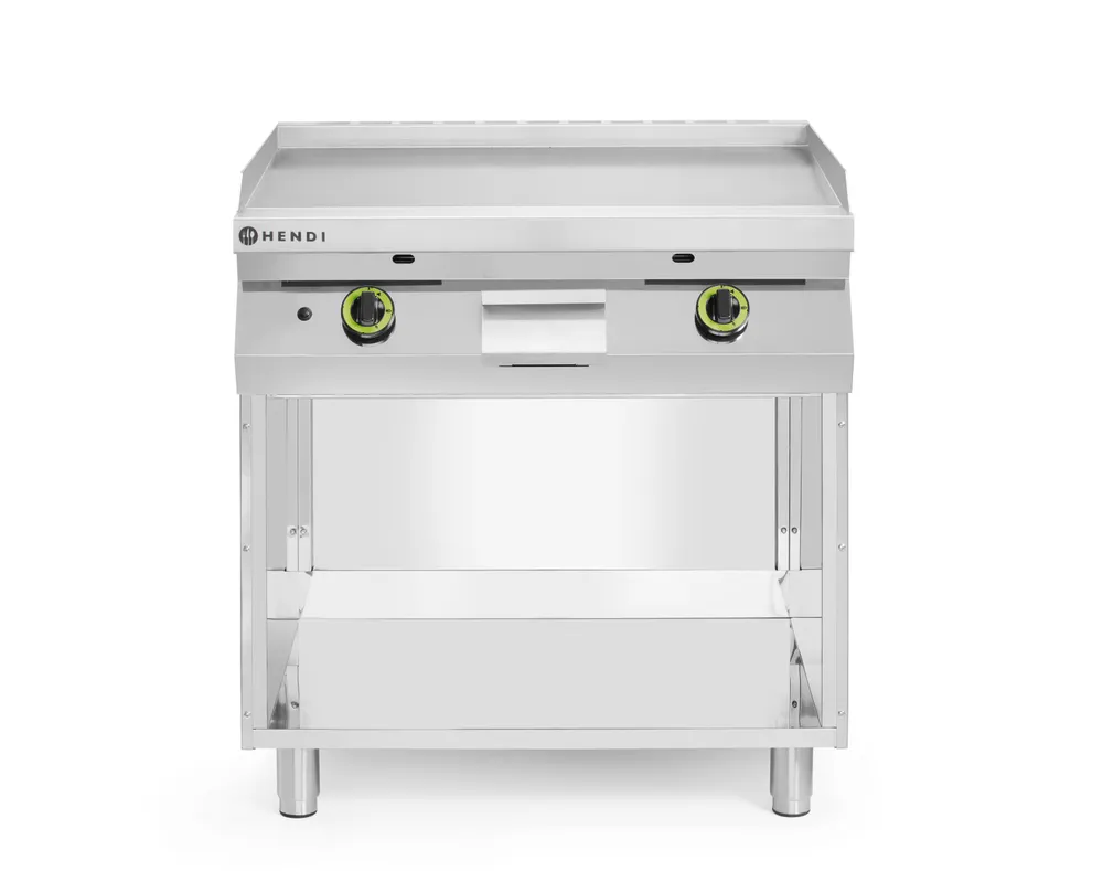 Gas grill hob, smooth, on a cabinet enclosed on 3 sides, HENDI, Kitchen Line, 2 heating zones, each with 3 burners, total power: 10 kW, 10kW, 800x700x(H)900mm