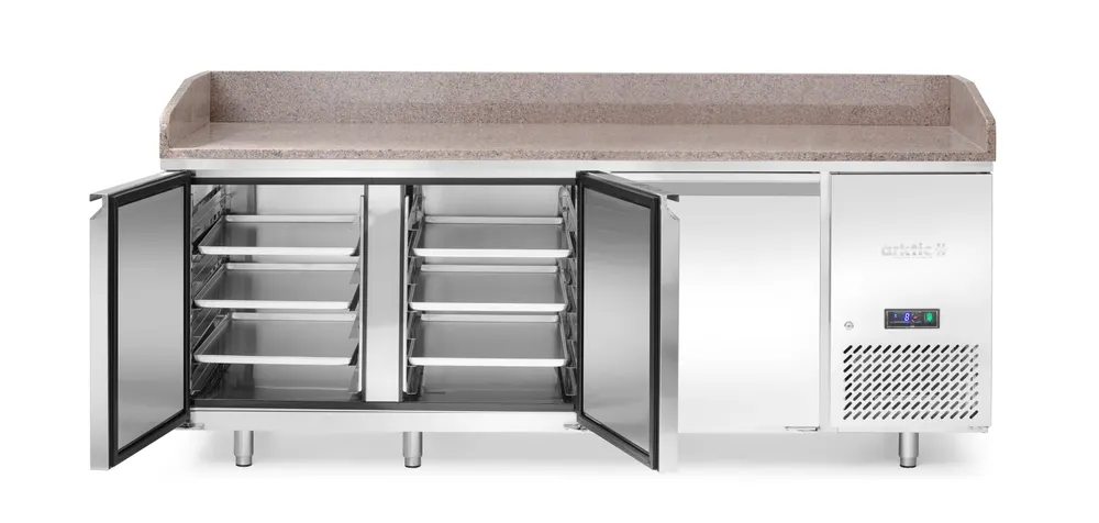 Vis Pizza cooling table with granite worktop, 3 doors, Arktic, 375L, Granite, 230V/400W, 800x2010x(H)875mm, bilde 2