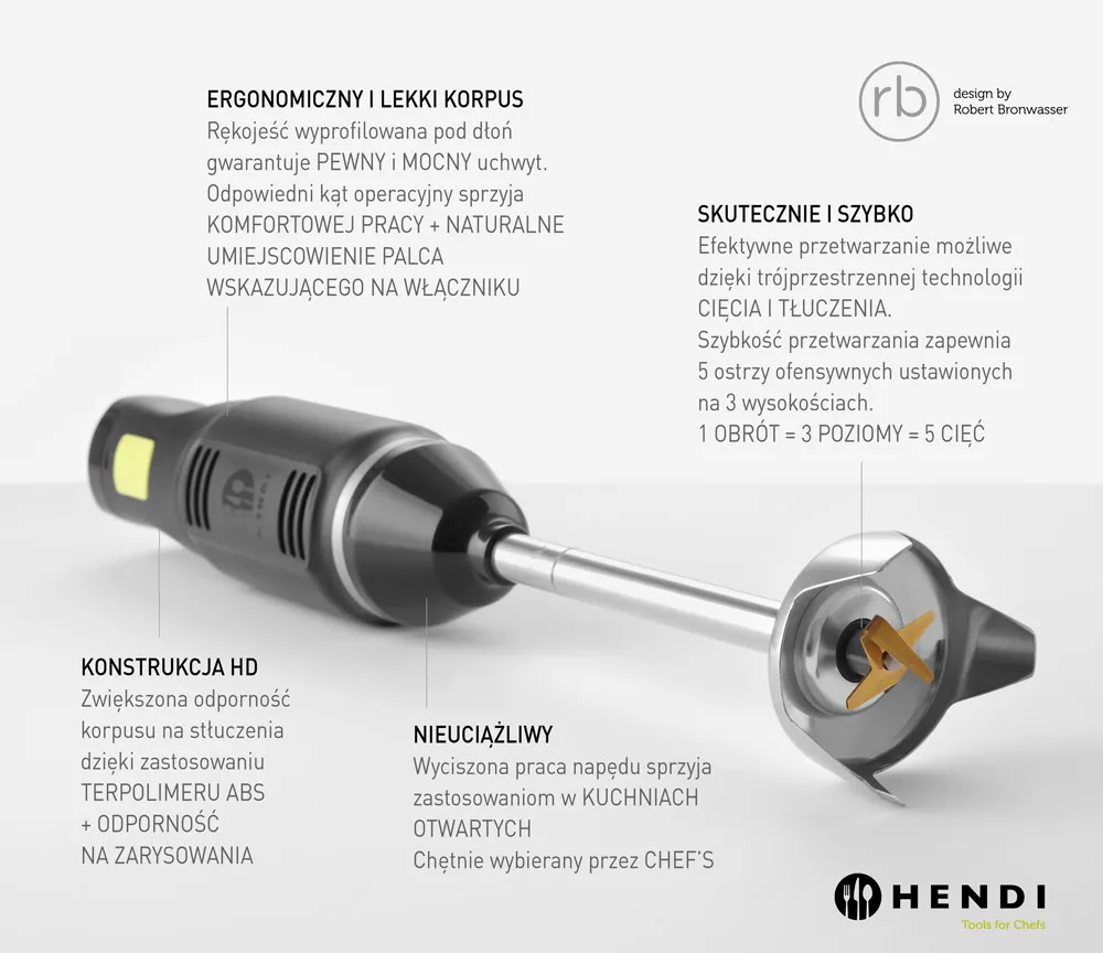 Vis Stick blender HENDI BLEND, HENDI, designed by Robert Bronwasser, 230V/250W, ⌀71x(H)450mm, bilde 3