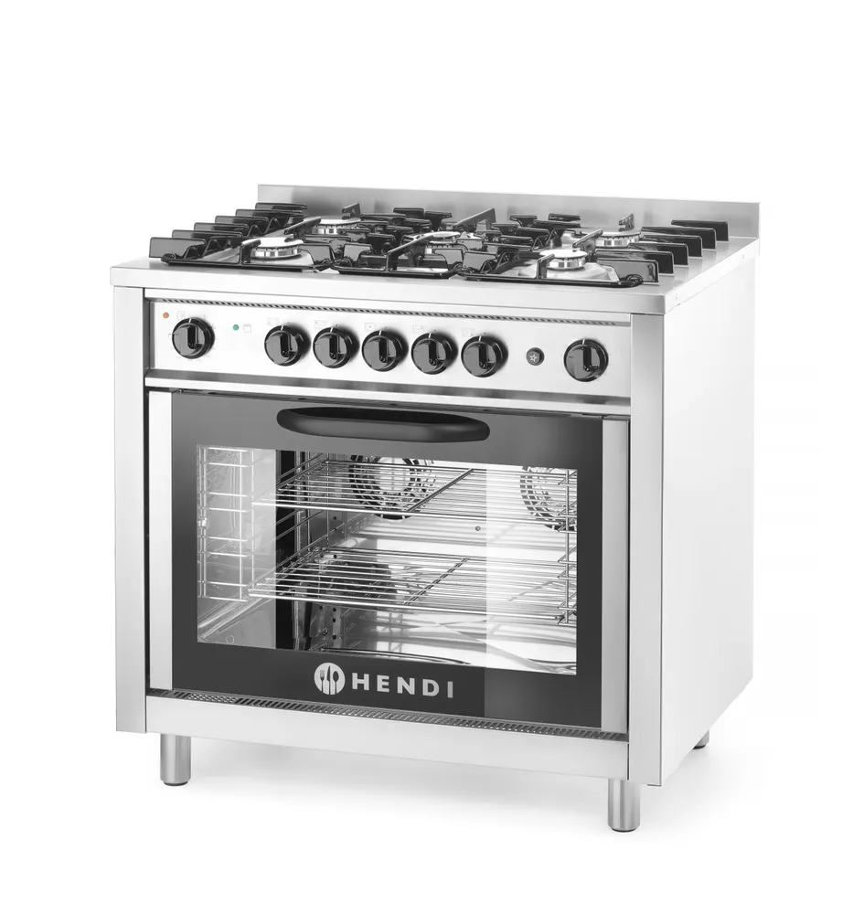 Vis Gas cooker - 5 burners with electric oven, HENDI, Kitchen Line, Silver, 230V/2900W, 14,3kW, 900x653x(H)900mm, bilde 2