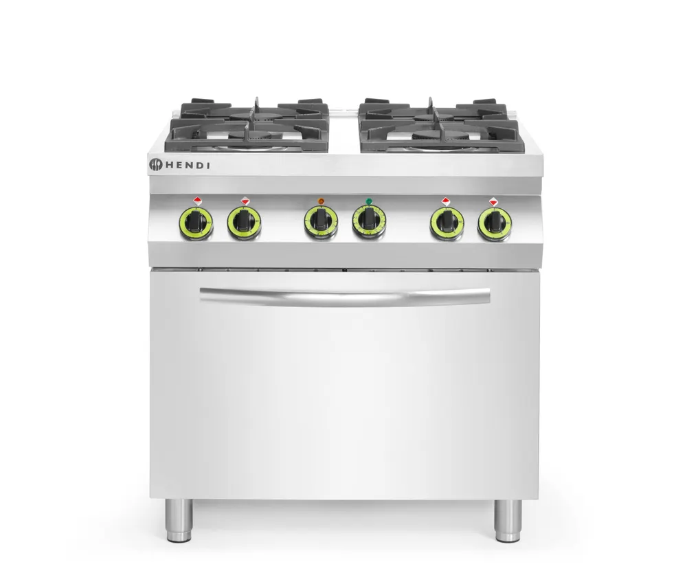 Gas cooker 4-burner with convection oven GN 1/1, HENDI, Kitchen Line, 230V/3000W, 19kW, 800x722x(H)900mm