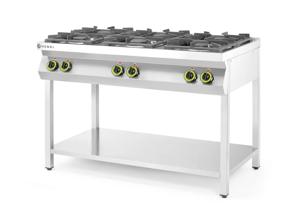 Vis Gas cooker 6-burner open stand, HENDI, Kitchen Line, 28,5kW, 1200x700x(H)900mm, bilde 2