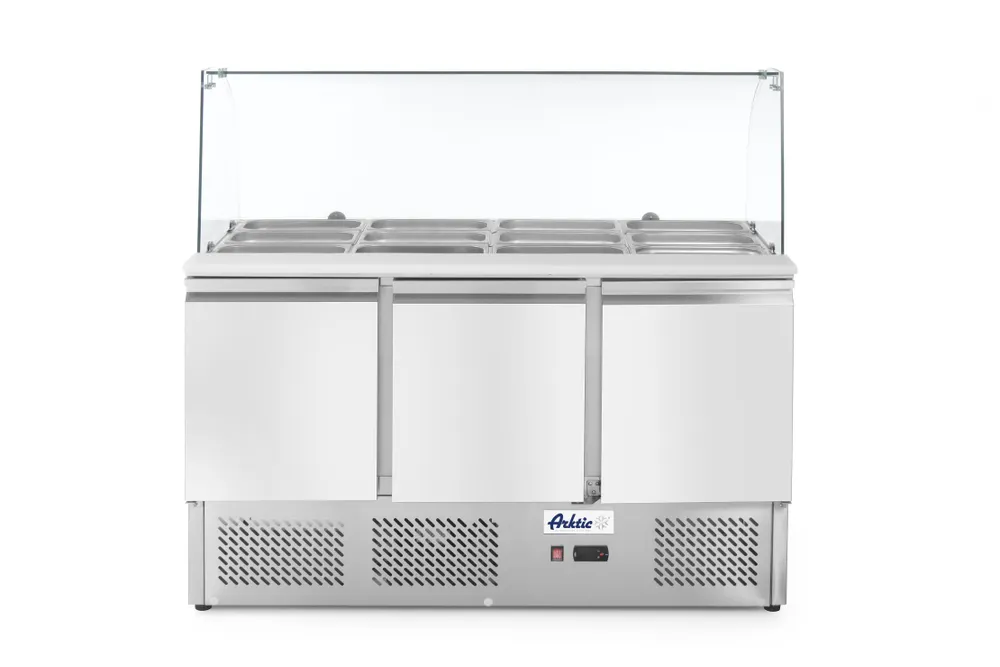Three door salad counter with glass display 380L, Arktic, 254L, 230V/310W, 700x1365x(H)1300mm