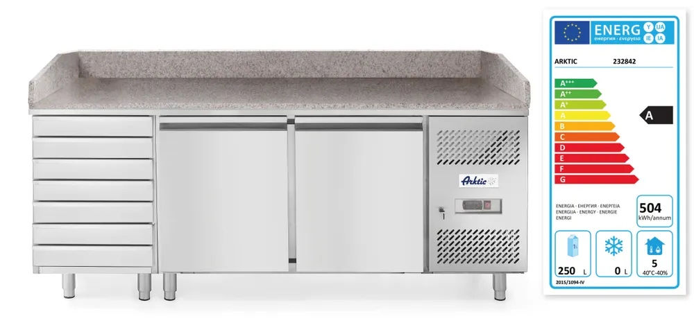 Vis Pizza cooling counter, double-door, Arktic, 250L, 230V/250W, 800x2010x(H)840mm, bilde 2