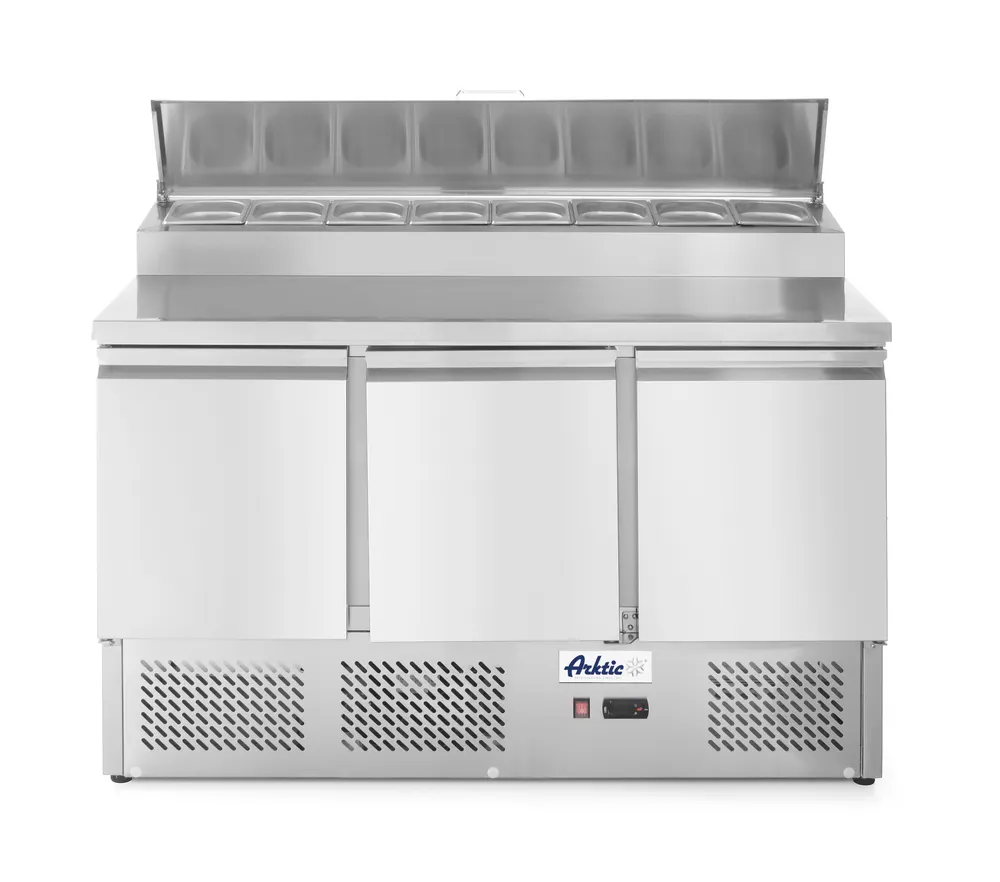 Three door salad counter with raised GN display 380L, Arktic, 253L, 230V/310W, 700x1380x(H)1105mm