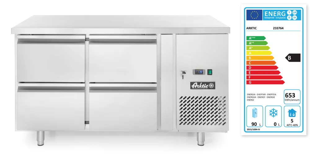 Vis Refrigerated counter, 4 drawers, Arktic, Profi Line, Without backsplash, 90L, 230V/250W, 700x1360x(H)840mm, bilde 2