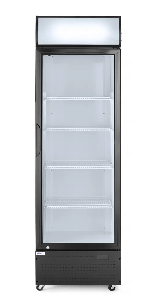 Back bar refrigerator with a backlit panel, single-door, Arktic, 254L, Black, 230V/250W, 578x605x(H)1980mm