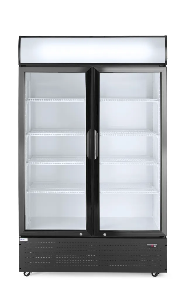 Back bar refrigerator with a backlit panel, double-door, Arktic, 512L, Black, 230V/510W, 1120x585x(H)1900mm