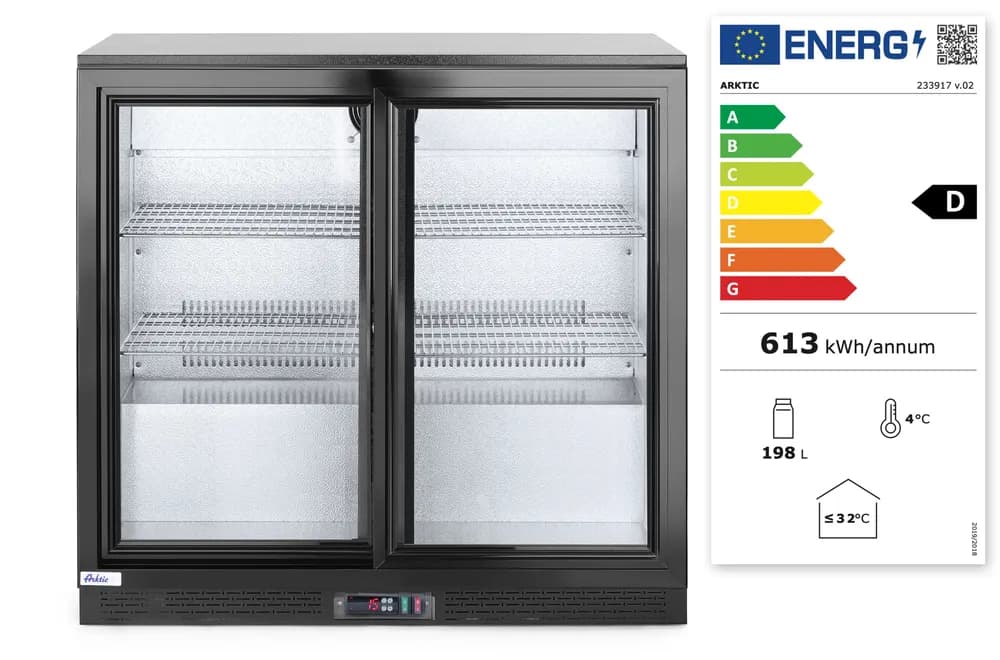 Vis Back bar refrigerator with double sliding doors, Arktic, 158L, Black, 230V/160W, 520x900x(H)870mm, bilde 6