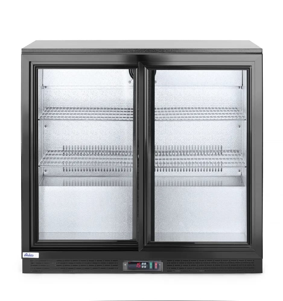 Back bar refrigerator with double sliding doors, Arktic, 158L, Black, 230V/160W, 520x900x(H)870mm