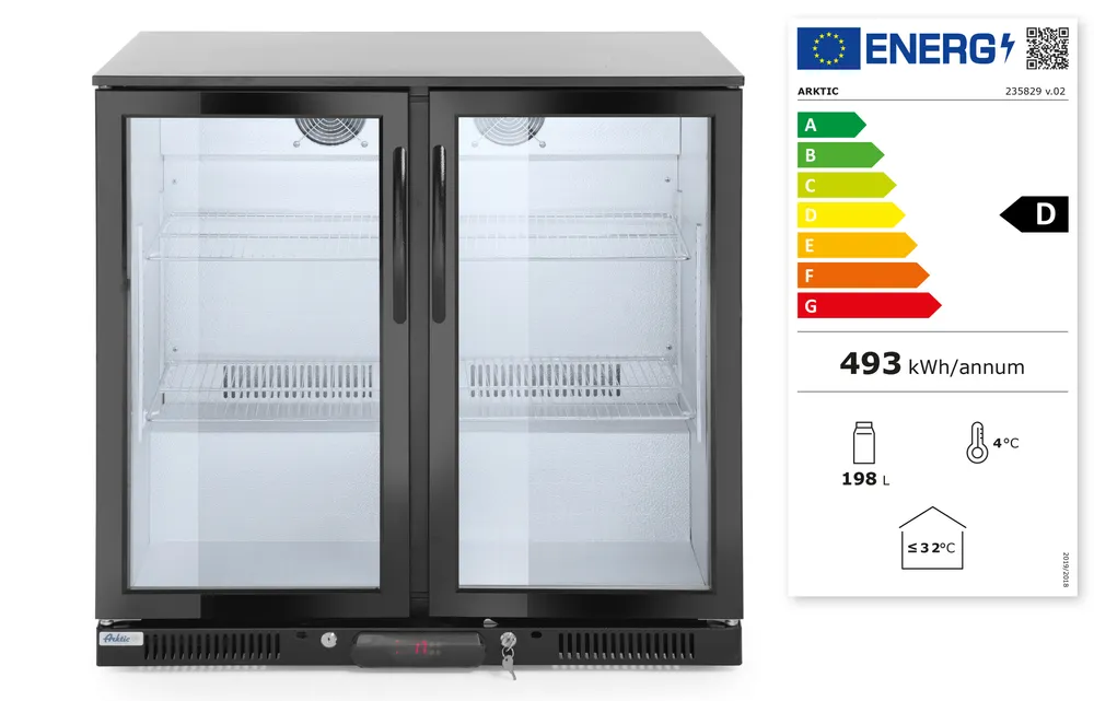 Vis Back bar refrigerator double-door, Arktic, 158L, Black, 230V/160W, 900x530x(H)865mm, bilde 2