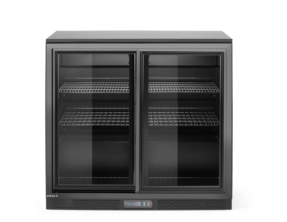 Back bar refrigerator with double sliding doors, Arktic, 158L, Black, 230V/160W, 520x900x(H)870mm