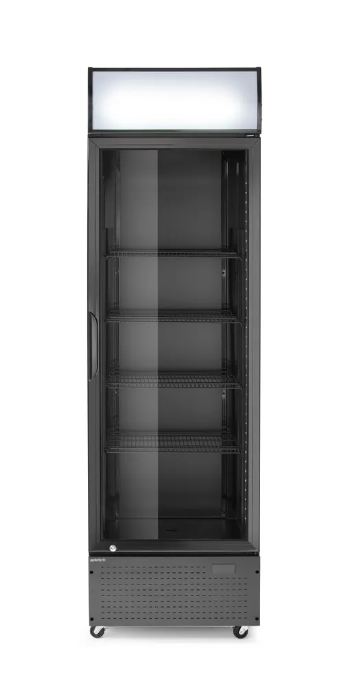 Back bar refrigerator with a backlit panel, single-door, Arktic, 254L, Black, 230V/250W, 605x578x(H)1980mm