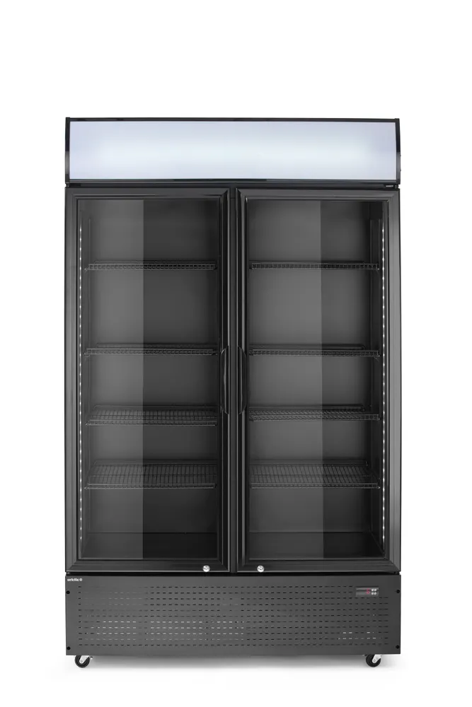 Back bar refrigerator with a backlit panel, double-door, Arktic, 512L, Black, 230V/510W, 585x1120x(H)1900mm