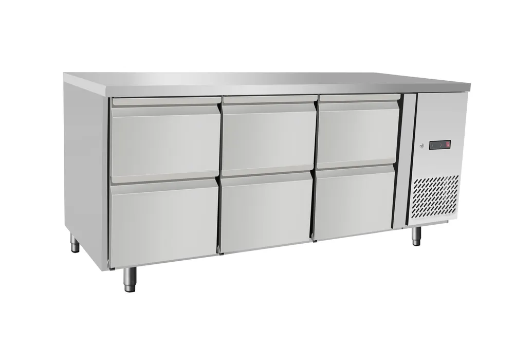 Refrigerated counter, 6 drawers, Arktic, Without backsplash, 204L, 230V/400W, 700x1795x(H)840mm