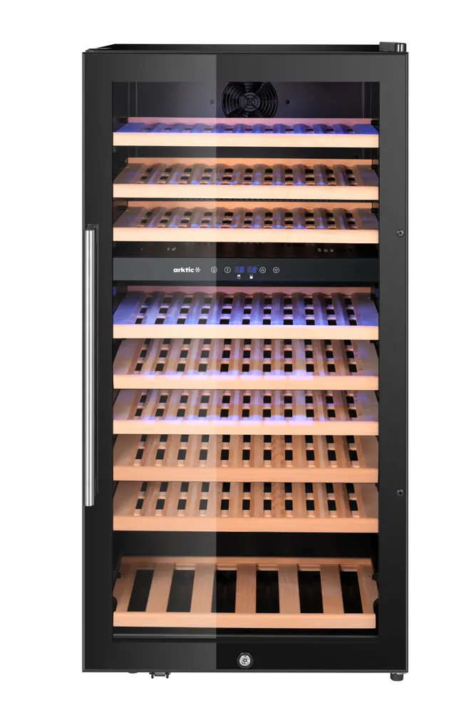 Wine cooler, 2-zone, 91 bottles, Arktic, Black, 569x595x(H)1215mm