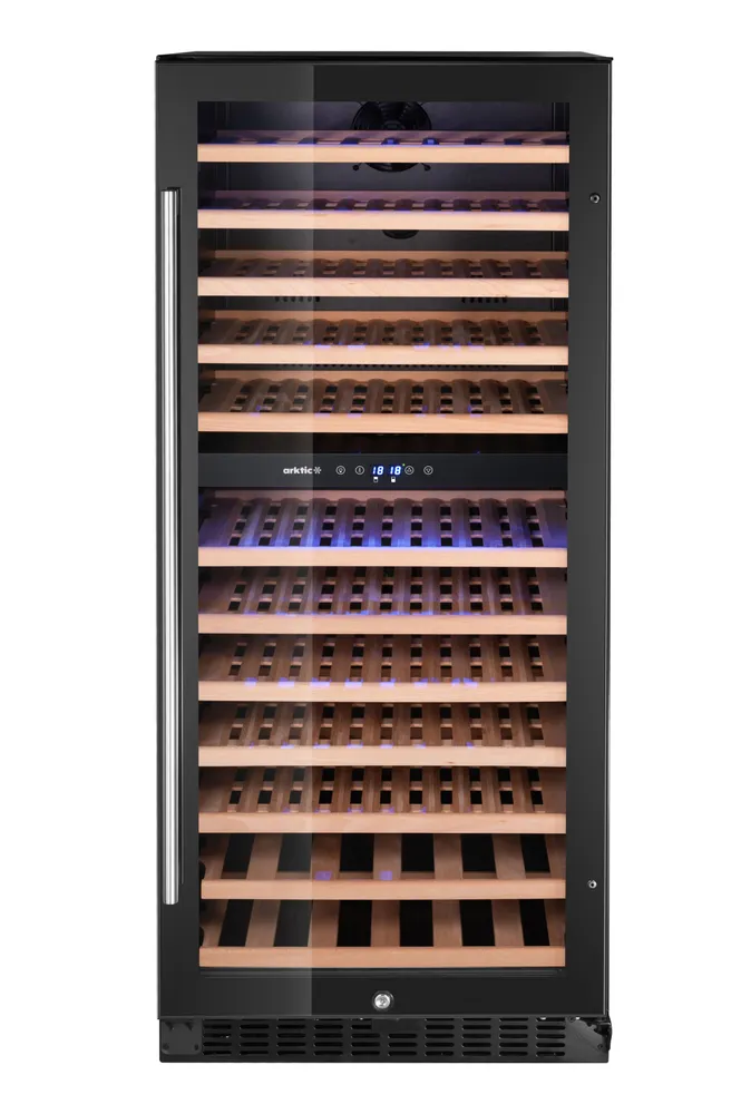 Wine cooler, 2-zone, 124 bottles, Arktic, Black, 569x595x(H)1397mm