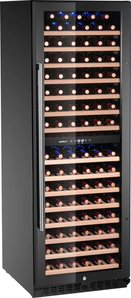 Wine cooler, 2-zone, 131 bottles, Arktic, Black, 697x595x(H)1756mm
