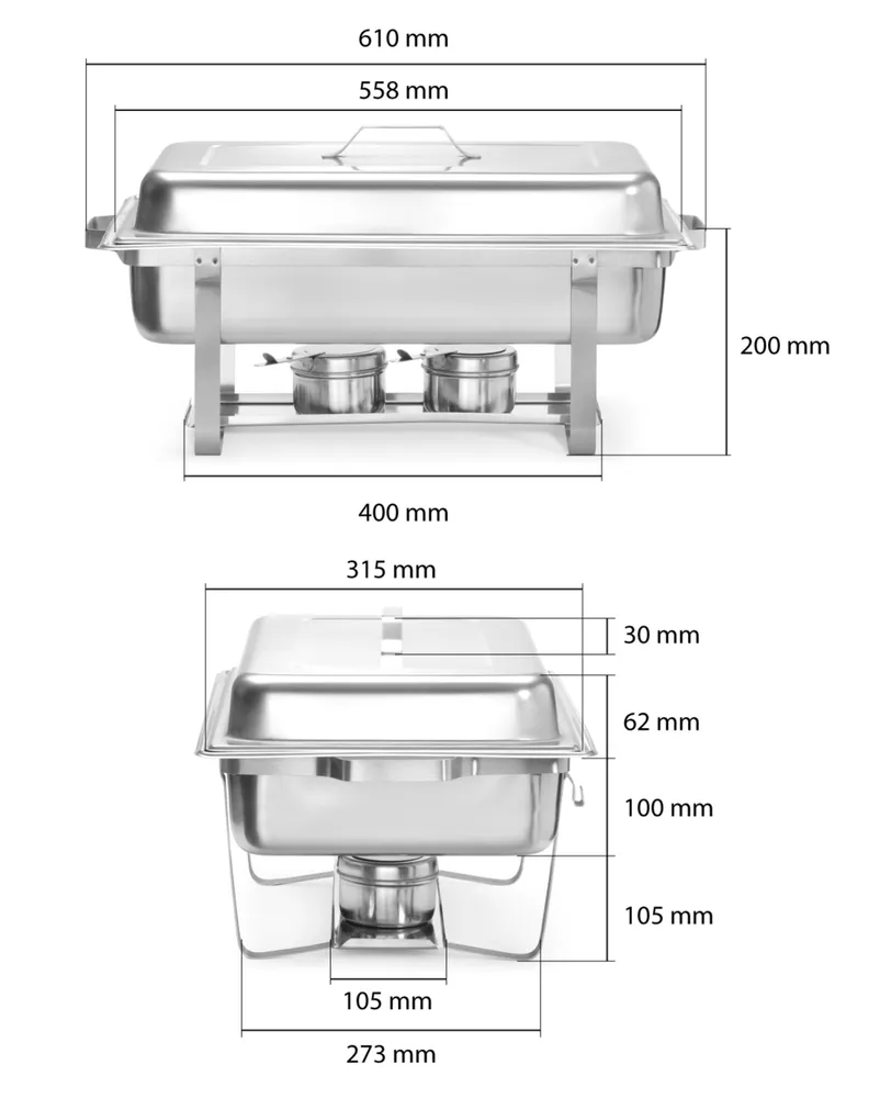 Vis Chafing dish set, HENDI, GN 1/1, 8,5L, 610x355x(H)297mm, bilde 4