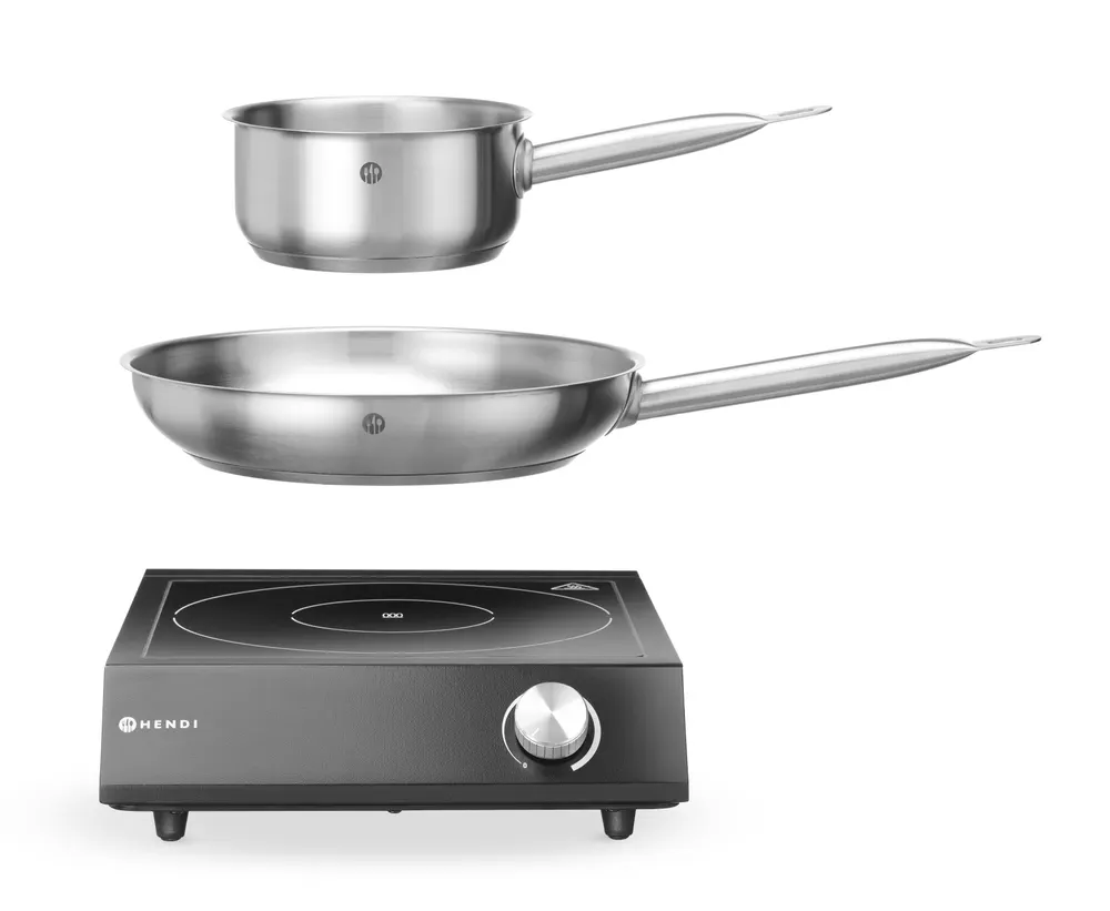 Vis Set: Induction cooker 3500W + saucepan + frying pan, HENDI, Black, 230V/3500W, 320x395x(H)95mm, bilde 2