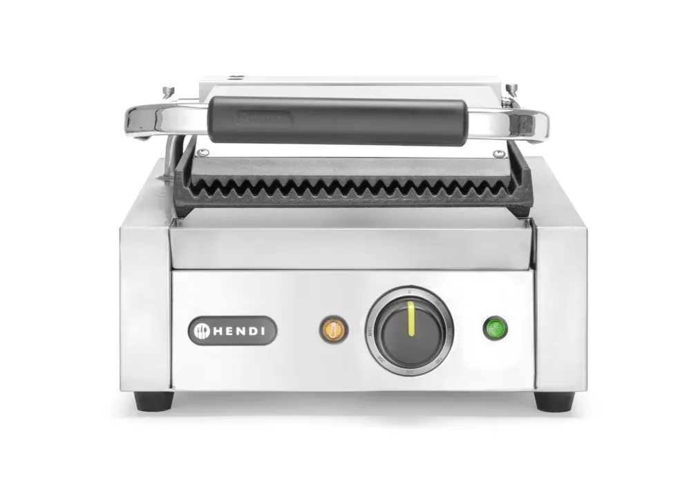 Contact grill – single version, HENDI, ribbed top and bottom, 230V/1800W, 310x375x(H)216mm
