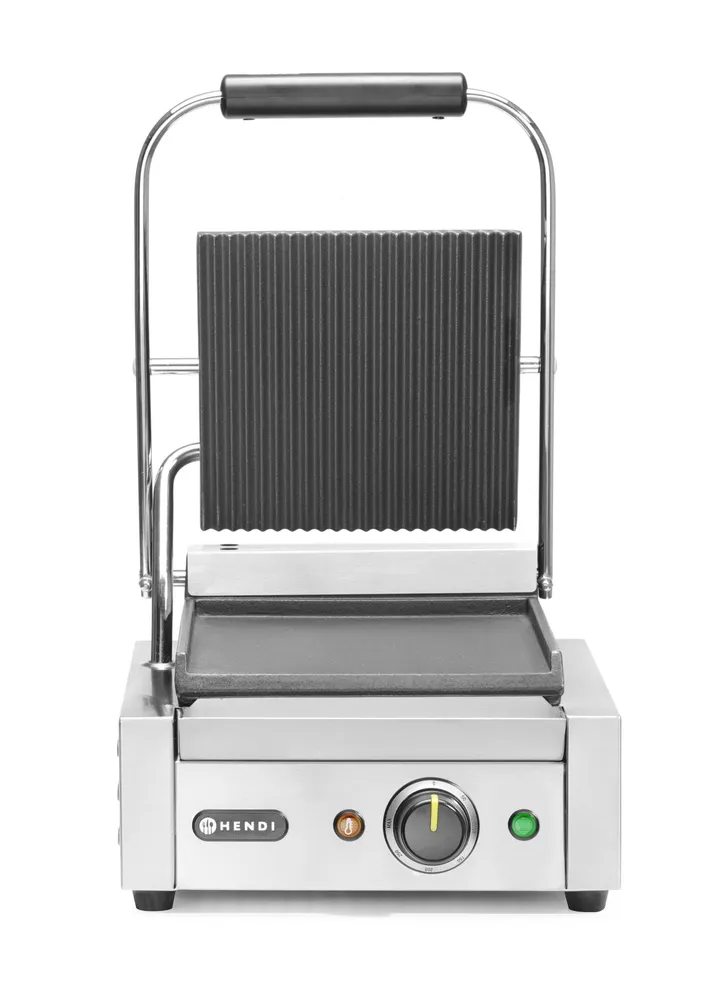Contact grill – single version, HENDI, ribbed top and smooth bottom, 230V/1800W, 310x375x(H)216mm