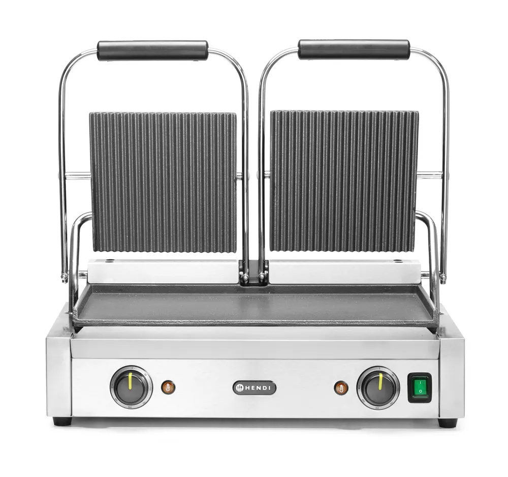Contact grill - double version, HENDI, ribbed top and smooth bottom, 230V/3600W, 570x375x(H)216mm