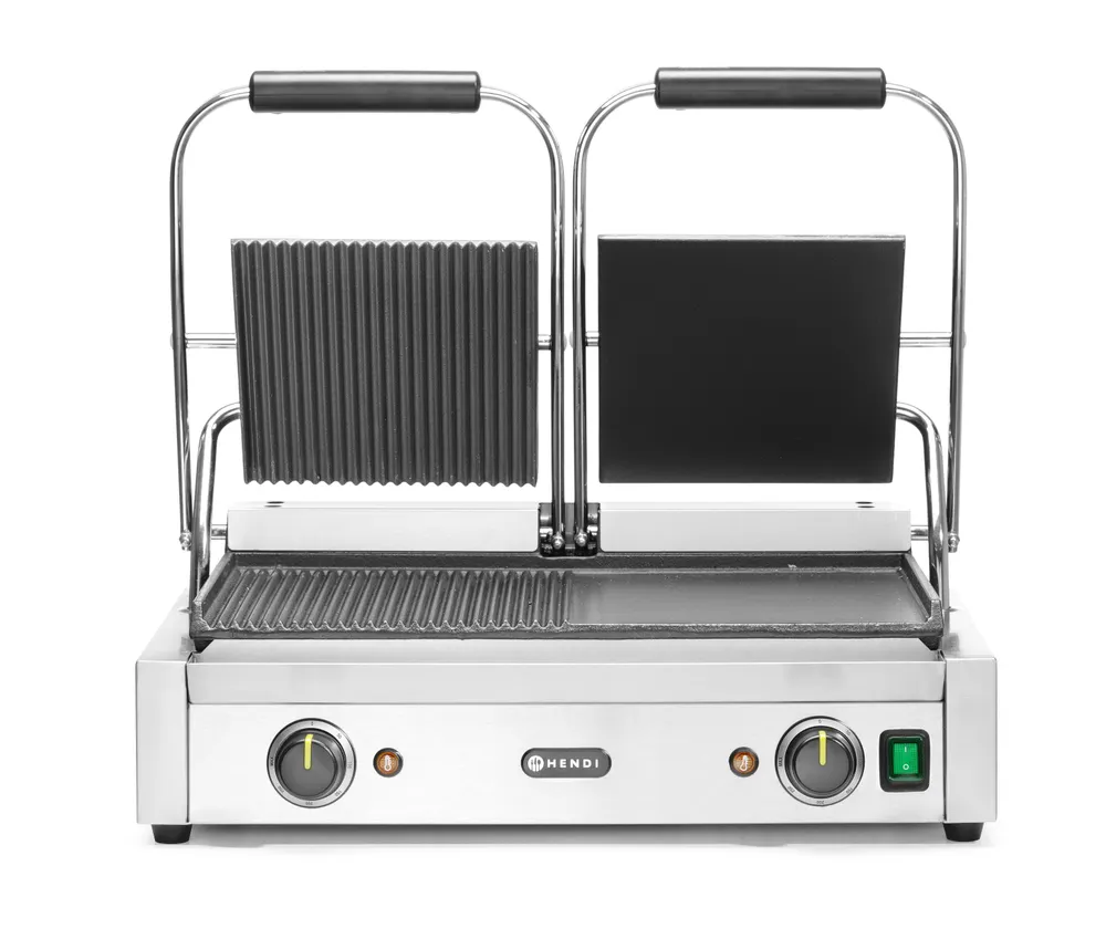 Contact grill - double version, HENDI, half smooth, half ribbed, 230V/3600W, 570x375x(H)216mm