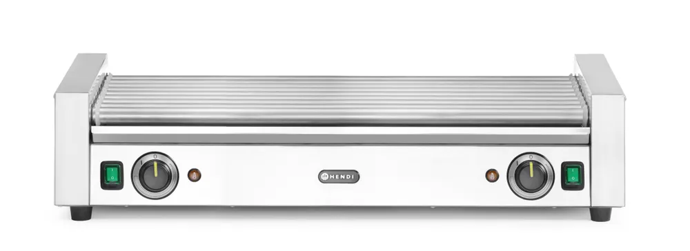 Sausage rolling grill XL - 2 zones, HENDI, 14 rollers, Silver, 230V/2000W, 732x590x(H)168mm, Rectangular