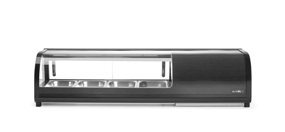 Sushi display, Arktic, Containers included: 4x GN 1/3 (H) 40mm., Black, 230V/190W, 426x1177x(H)296mm
