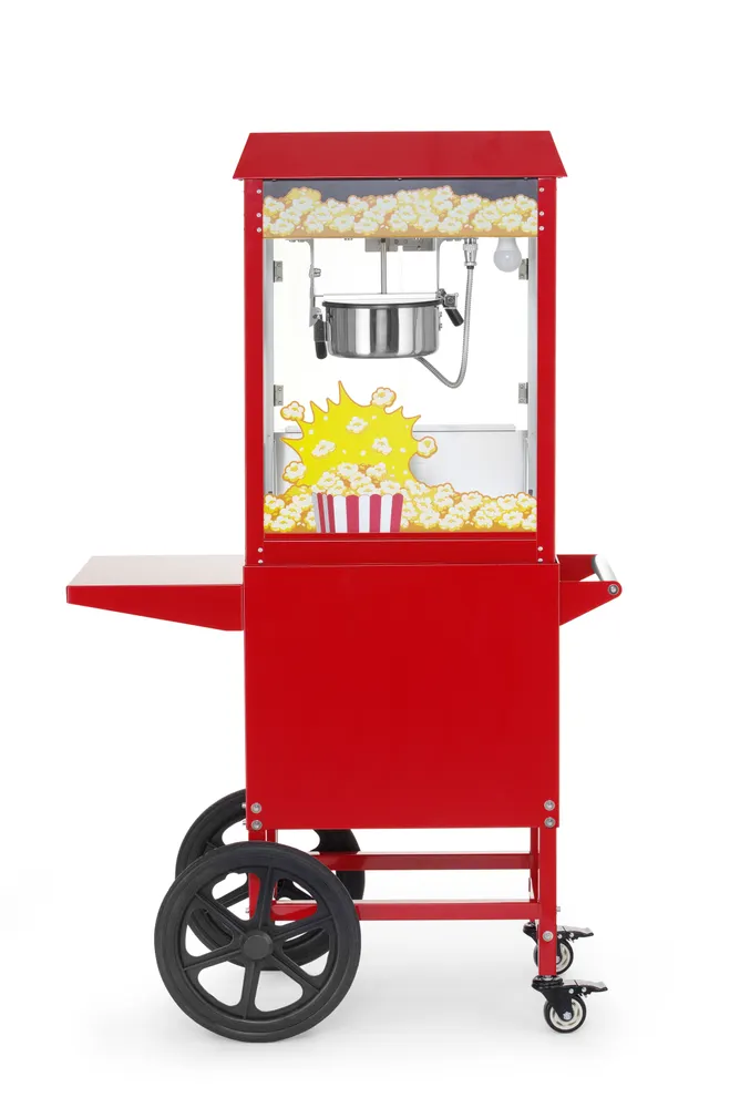 Popcorn machine with cart, HENDI, Red, 230V/1155W, 940x510x(H)1553mm