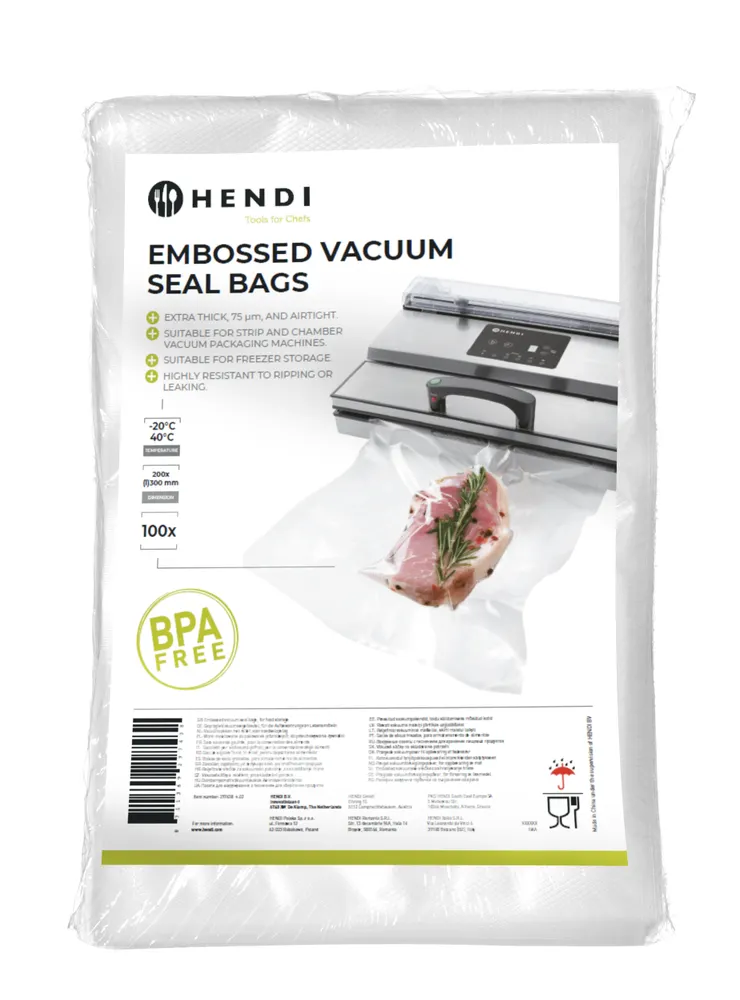 Embossed vacuum seal bags, HENDI, 100 pcs., 200x300mm