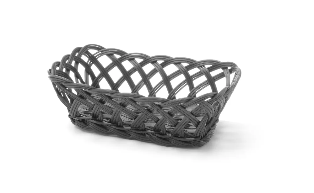 Baskets with woven sides, HENDI, rectangular, Black, 225x150x(H)65mm