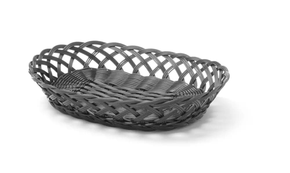 Baskets with woven sides, HENDI, oval, Black, 320x230x(H)55mm