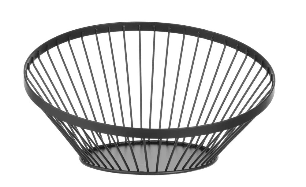 Fruit basket angled round black, HENDI, ⌀280x(H)130mm