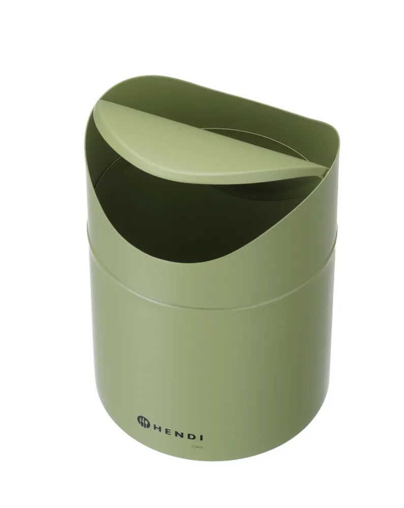 Vis Tabletop litter bin with swing cover, HENDI, 1,2L, Green, ⌀120x(H)165mm, bilde 3