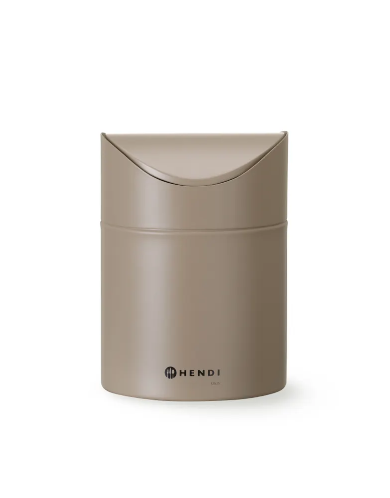 Tabletop litter bin with swing cover, HENDI, 1,2L, Beige, ⌀120x(H)165mm