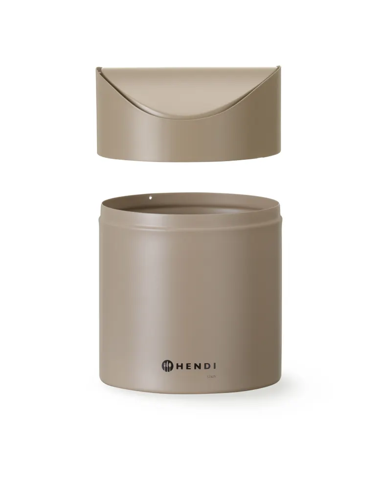 Vis Tabletop litter bin with swing cover, HENDI, 1,2L, Beige, ⌀120x(H)165mm, bilde 4