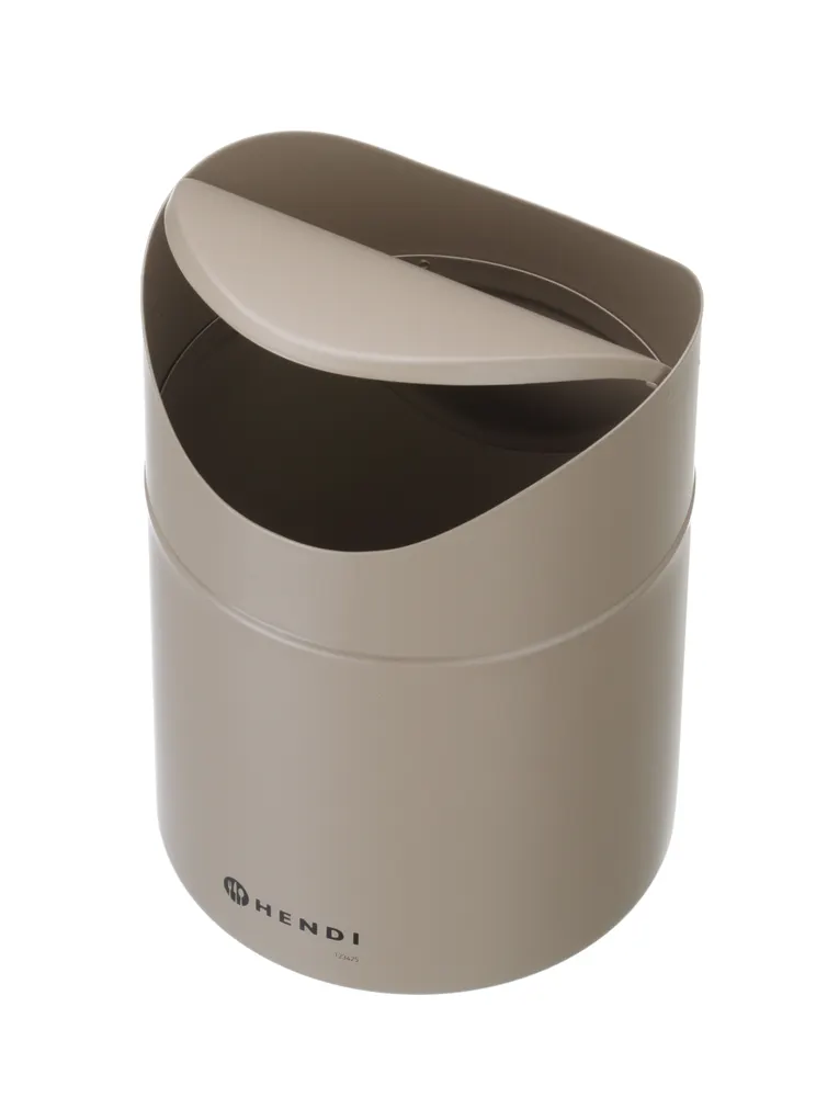 Vis Tabletop litter bin with swing cover, HENDI, 1,2L, Beige, ⌀120x(H)165mm, bilde 3